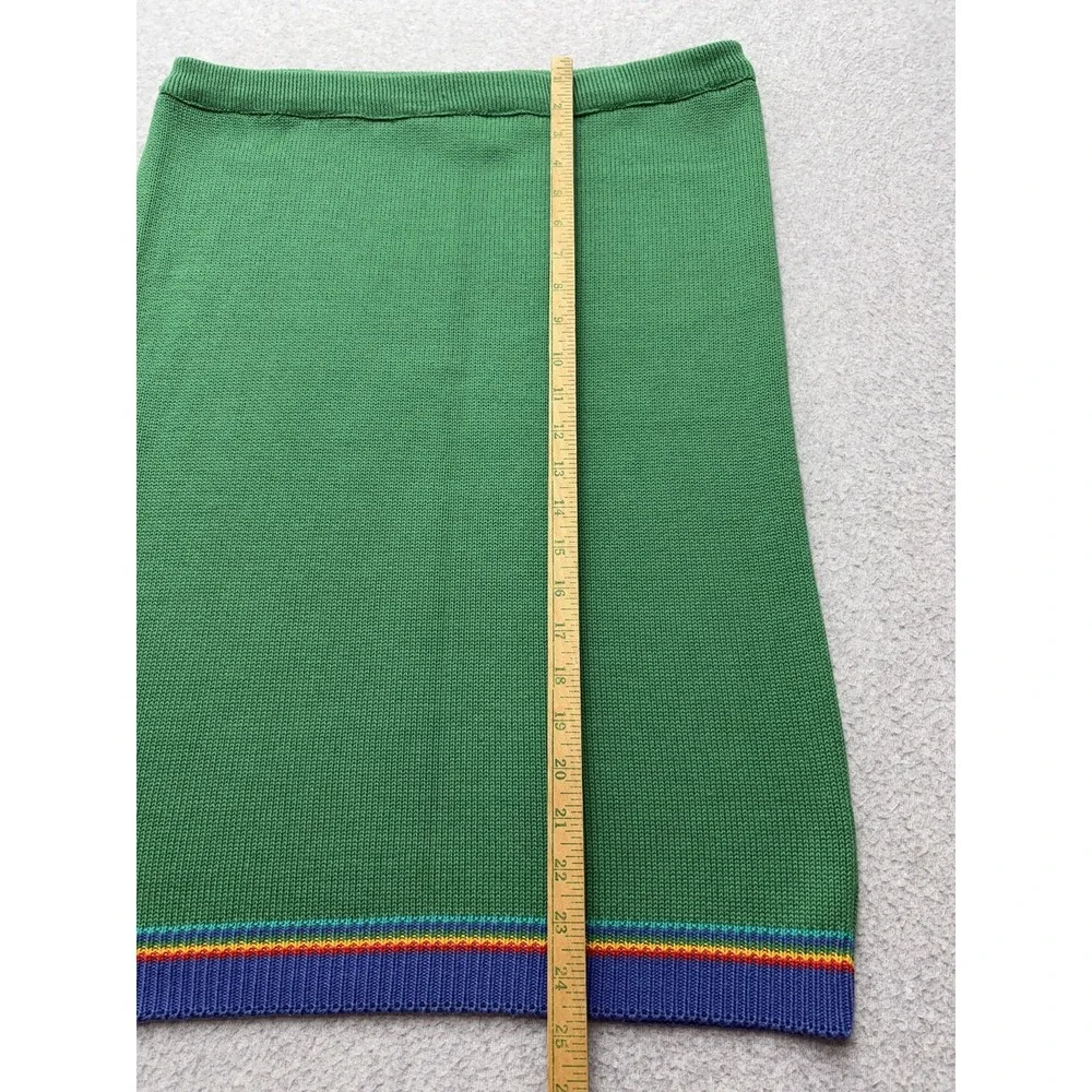 Vintage Mondi Skirt Womens 38 Green Knit‎ Rainbow Stripe Made in W Germany 80s